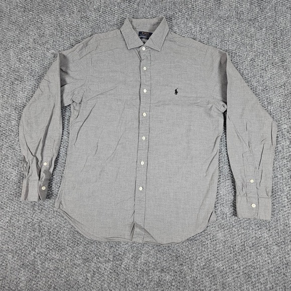 Polo Ralph Lauren Men's Gray Long Sleeve Button Up Shirt Slim Fit Pony‎ Logo - Picture 2 of 6